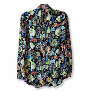 Katherine Barclay Women Wallpaper Floral Blouse Top M Colorful Career Office
